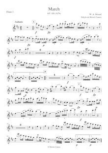 Partition flûte 1, March, D major, Mozart, Wolfgang Amadeus