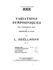 Partition de violoncelle, Variations Symphoniques, Op.23