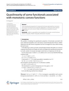 Quasilinearity of some functionals associated with monotonic convex functions
