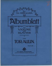Partition couverture couleur (Score), Albumblatt, Aulin, Tor