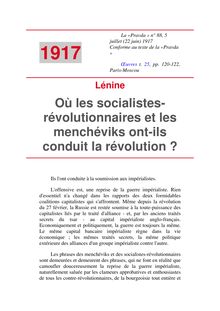 Où les socialistes-révolutionnaires et les menchéviks ont-ils conduit la révolution ?