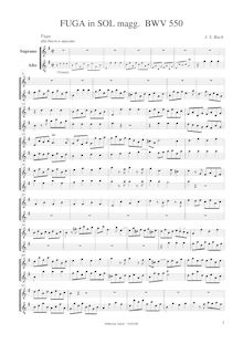 Partition Descant- et aigu enregistrement , Prelude et Fugue en G major