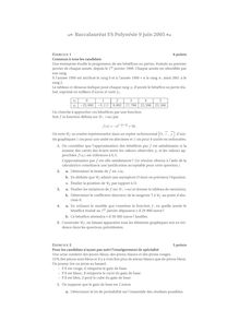 Sujet du bac ES 2005: Mathématique Obligatoire