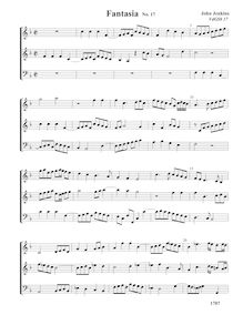 Partition complète, 21 fantaisies pour aigu, aigu, basse violes de gambe par John Jenkins
