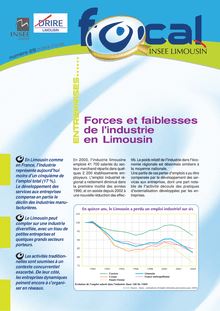 Forces et faiblesses de l industrie en Limousin