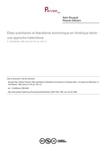 États autoritaires et libéralisme économique en Amérique latine : une approche hétérodoxe - article ; n°93 ; vol.24, pg 105-113