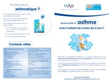 Quand parler d asthme chez l enfant de moins de 3 ans  - Asthme de l enfant de moins de 36 mois - Document d information - Livret