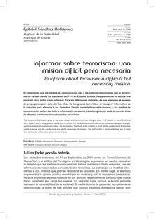 Informar sobre terrorismo: una mision difícil pero necesaria (To inform about terrorism: a difficult but necessary mission)