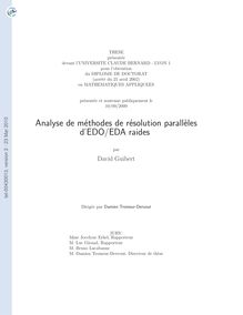 Analyse de méthodes de résolution parallèles d’EDO/EDA raides, Analysis of parallel methods for solving stiff ODE and DAE