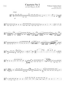 Partition viole de gambe, corde quatuor No.1, Lodi Quartet, G major par Wolfgang Amadeus Mozart