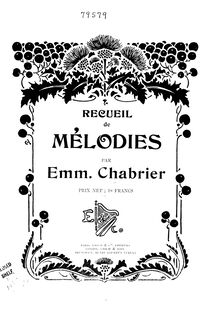 Partition complète, Recueil de mélodies, Chabrier, Emmanuel