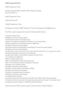 HI6007 Assessment Three