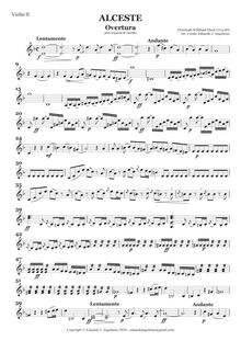 Partition violons II, Alceste, Gluck, Christoph Willibald