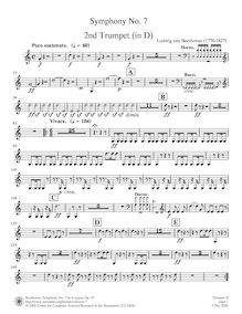 Partition trompette 2 (D), Symphony No.7, A major, Beethoven, Ludwig van