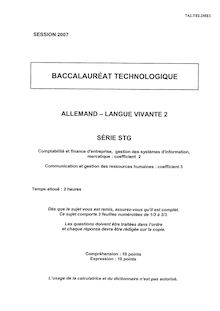 Allemand LV2 2007 S.T.G (Communication et Gestion des Ressources Humaines) Baccalauréat technologique