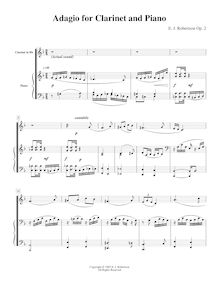 Partition de piano, Adagio pour clarinette et Piano, Op.2