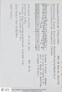 Partition complète et parties, Sinfonia en G major, GWV 606