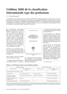 L édition 2008 de la classification internationale type des professions