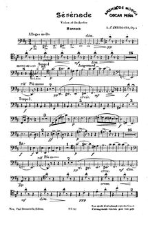 Partition basson, Sérénade pour Violon, Op.4, Serenade for Violin and Orchestra