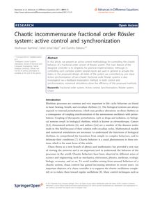 Chaotic incommensurate fractional order Rössler system: active control and synchronization