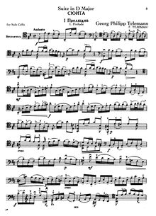 Partition complète, Sonata pour viole de gambe, D major, Telemann, Georg Philipp par Georg Philipp Telemann