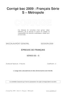 Corrigé du bac S 2009: Francais