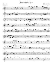 Partition ténor viole de gambe 1, octave aigu clef, fantaisies pour 4 violes de gambe et orgue par John Jenkins