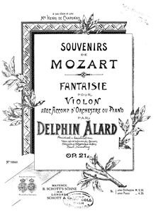 Partition de violon, Souvenirs de Mozart, Op.21, Alard, Jean Delphin