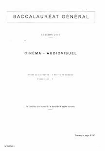 Cinéma - Audiovisuel 2003 Littéraire Baccalauréat général