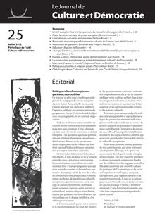 Le journal de Culture et Démocratie - Politiques culturelles et création sociale (2012)