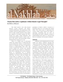 Osama bin Laden: Legitimate within Islamic Legal Thought?
