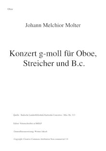 Partition hautbois solo, hautbois Concerto en G minor, G minor, Molter, Johann Melchior