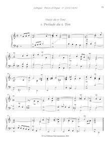 Partition , Prélude du , Ton, Livre d orgue No.1, Premier Livre d Orgue par Nicolas Lebègue