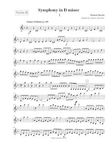 Partition violons II, Symphony No.30, D minor, Haydn, Michael