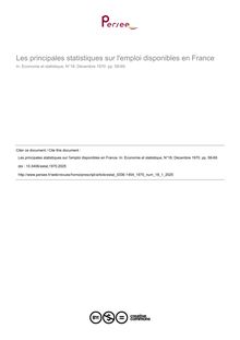 Les principales statistiques sur l emploi disponibles en France - article ; n°1 ; vol.18, pg 58-69