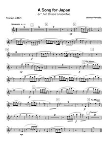 Partition trompette 1 en B♭, A Song pour Japan, Verhelst, Steven