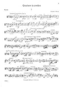 Partition viole de gambe, corde quatuor No.1, B minor, Bloch, Ernest