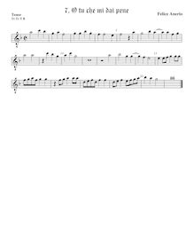 Partition ténor viole de gambe, octave aigu clef, madrigaux pour 4 voix par Felice Anerio