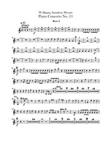 Partition cor 1, 2 (en C), Piano Concerto No.13, C major, Mozart, Wolfgang Amadeus