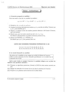 Arithmétique - CAPES Externe de Mathématiques 2005 Épreuve sur ...