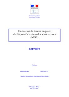 Evaluation de la mise en place du dispositif « maison des adolescents » (MDA)