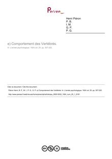 Comportement des Vertébrés. - compte-rendu ; n°1 ; vol.25, pg 307-320