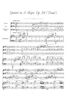 Partition complète, quintette pour Piano et violon, viole de gambe, violoncelle et contrebasse par Franz Schubert