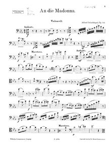 Partition de violoncelle, An die Madonna, An die Madonna, für Violine, Cello und Harfe (oder Piano). Trio No.6 for Violin, Cello and Harp.
