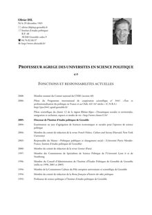 PROFESSEUR AGREGE DES UNIVERSITES EN SCIENCE POLITIQUE 