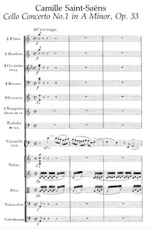 Partition complète, violoncelle Concerto No.1, A Minor, Saint-Saëns, Camille