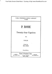 Partition Preface et Basic Exercises, 24 Caprices pour violon, Rode, Pierre