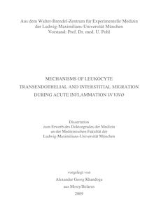 Mechanisms of leukocyte transendothelial and interstitial migration during inflammation in vivo [Elektronische Ressource] / vorgelegt von Alexander Georg Khandoga
