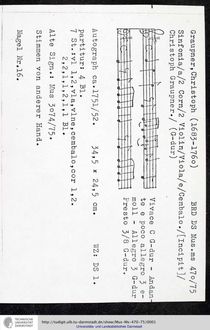 Partition complète et parties, Sinfonia en G major, GWV 593