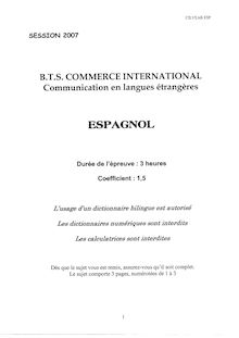 Espagnol 2007 BTS Commerce international à référentiel Européen